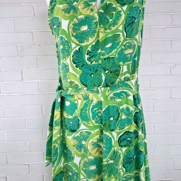 Land's End Green Floral Pullover Knit tank Dress with Lime Citrus Pattern Size S - Picture 4 of 10